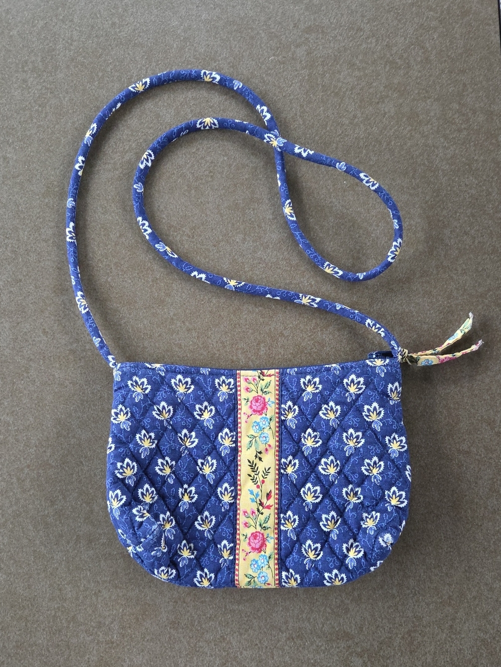 Vera Bradley Quilted Blue Floral Crossbody Bag Small Shoulder Purse